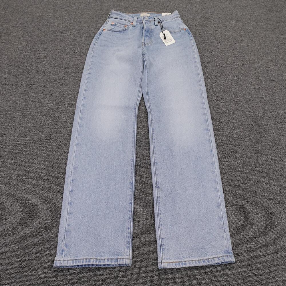 Levis 501 Curve Jeans Womens W24 L30 Light Wash High Rise Straight Button Fly